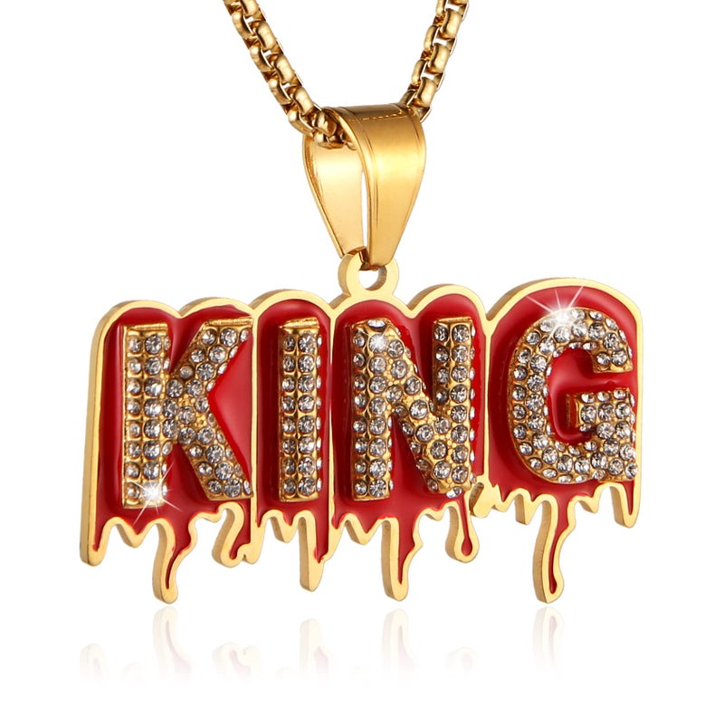 AsAlways Hip Hop King CZ Pendant Fashion Rapper Jewelry Rock Iced Out Shiny Stainless Steel Necklace for Men and Women - Image 1